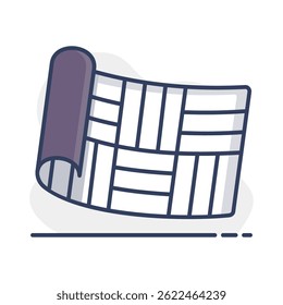 Icono de Vector de rollo de linóleo. Construcción, reparación y edificación. Símbolo del gráfico para su diseño del Sitio web, logotipo, App, UI