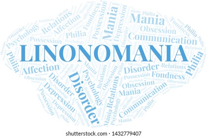 Linonomania word cloud. Type of mania, made with text only.