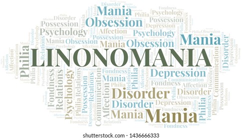 Linonomania word cloud. Type of mania, made with text only.