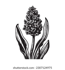 Linotype floral whimsical vector illustration. Handmade design of quirky foliage graphic.