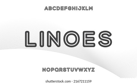 Linous, Sans Serif Strong Typeface Uppercase Alphabet Font Vector.