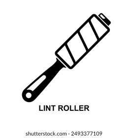 Lint roller icon. The device for removing small hairs usually consisting of sticky paper on a tube that you roll over the surface of the clothing isolated on background vector illustration.