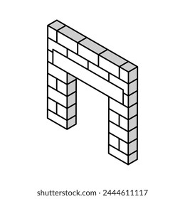 Vector isométrico de estructura de edificio dintel. símbolo de estructura de edificio dintel. ilustración de símbolo aislado