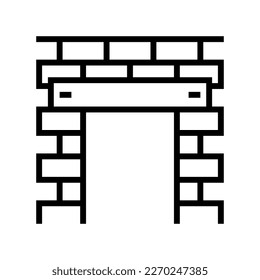 vector de icono de la línea de estructura de construcción lintel. signo de estructura de construcción lintel. símbolo de contorno aislado ilustración negra