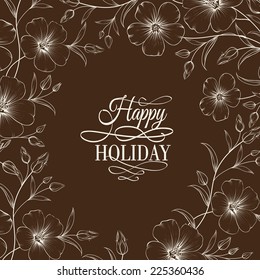 Linum floral frame for vintage design. Vector illustration.
