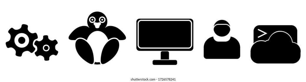 Linux System Flat Icons. Simple Flat Style Pictogram Vector