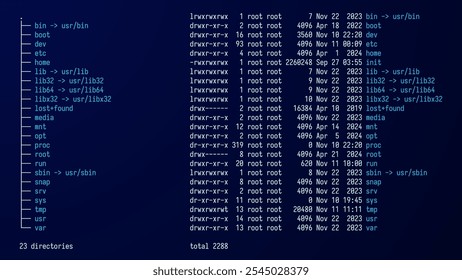 Ilustração do vetor do utilitário CLI do terminal do Linux Unix. Interface de linha de comando. Lista de Estrutura de Arquivos Unix. Conceito de programação do sistema. Bash Shell.