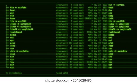 Linux Unix Terminal CLI Utility Program Vector Illustration. Command Line Interface. List of Unix File Structure. System Programming Concept. Bash Shell.