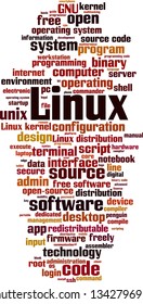 Linux word cloud concept. Vector illustration