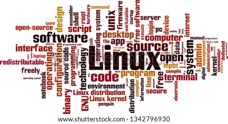 Linux word cloud concept. Vector illustration