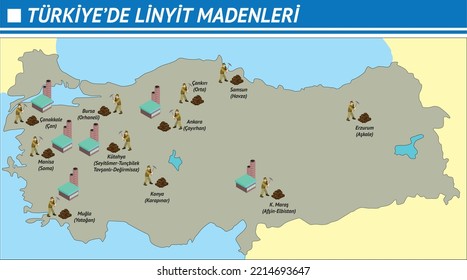 Türkiye Linyit Madenleri Harita, Coğrafya Haritaları, Madenler, Linyit Madenleri, Demir, Bakır Yatakları, Boksit, Bor, Alüminyum, Altın, Mermer, Krom, Kükürt, Nikel, Coğrafya Haritaları