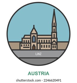 Linz. Cities and towns in Austria. Flat landmark