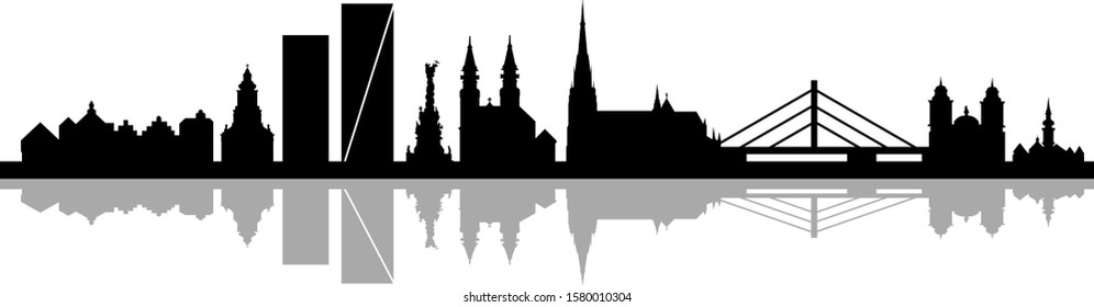 Linz City Skyline Vector Silhouette