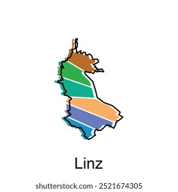 Linz map, Republic of Austria vector map design illustration, logotype element for template