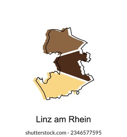Mapa de Linz Am Rhein. mapa vector del país alemán. Bordes de tu infografía. Plantilla de diseño de ilustración de vector