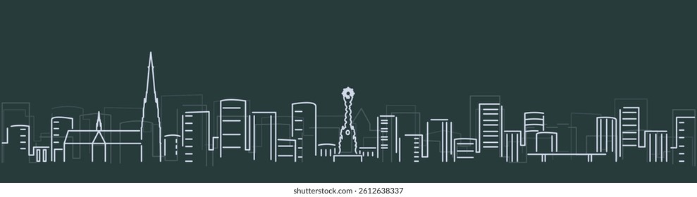 Linz Simple Lines Skyline on Dark Background