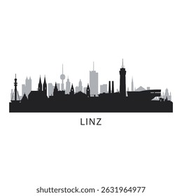 Linz Skyline com a silhueta da cidade da Áustria.