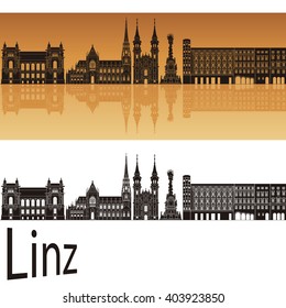 Linz skyline in orange background in editable vector file