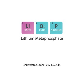 LiO3P Lithium Metaphosphate Molecule. Simple Molecular Formula Consisting Of Lithium, Oxygen, Phosphorus Elements. Chemical Compound Simplified Structure