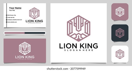 Lion abstract geometric line art, mono line, vector, illustration template