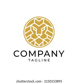 Lion abstract geometric line art logo design, vector, illustration template
