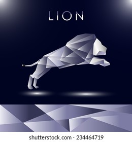 Lion abstract vector portrayal in dark