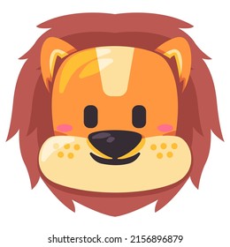 Lion adorable Emotica Gesichtsmaske Illustration Lächeln Kopf wildes Tierlächeln und Form Design Cartoon flachen Kinder zeichnen