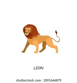 Lion, African animal. Vector illustration isolated on white background.