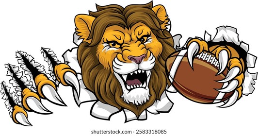 A lion American football sports team cartoon animal mascot