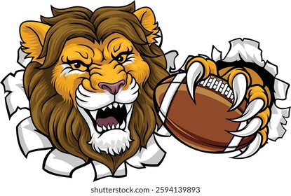 A lion American football sports team cartoon animal mascot