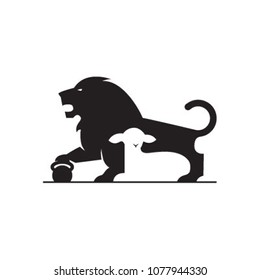 Lion Amongst Sheep Gym Fitness Logo icon vector  illustration 