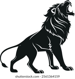 Lion anger silhouette vector art illustration 