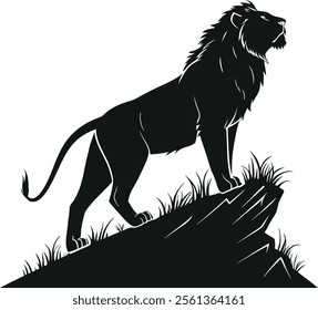 Lion anger silhouette vector art illustration 