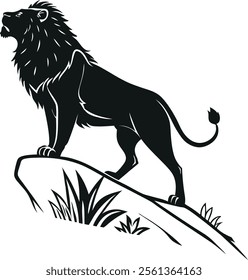 Lion anger silhouette vector art illustration 