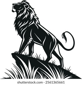 Lion anger silhouette vector art illustration 