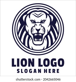 lion angry cartoon logo vector