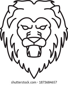 lion angry grin vector line
