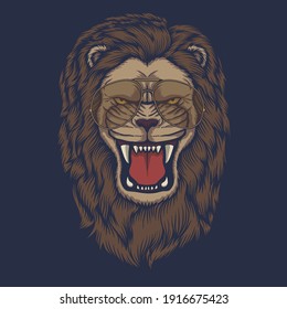 Lion angry head eyeglasses vector illustration for your company or brand
