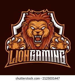 Lion Angry Mascot Gaming Sport Logo 