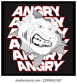 Lion Angry Typography Patch V65 Patch Streetwear, Urban Design White and Black Colors Patch Commercial Use