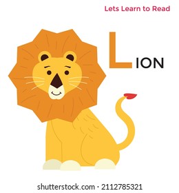 lion Animal alphabet or reading education animal names. Cute Animal Alphabet