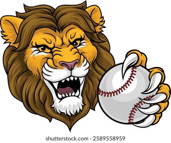 A lion animal baseball sports team cartoon mascot