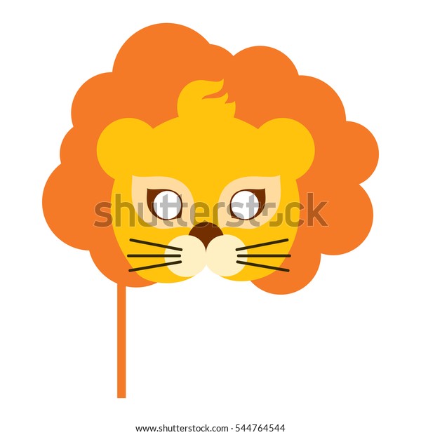 ライオンの動物のカーニバルの仮面ベクターイラスト 豪華な毛を持つ獣のオレンジの王 おかしな子供じみた仮面 お祭りのお正月のマスク 子どものホリデードレスのコード のベクター画像素材 ロイヤリティフリー