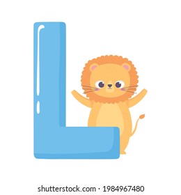 lion animal cartoon english alphabet