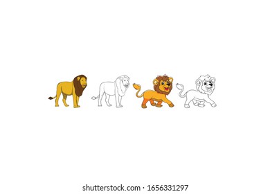 Lion Animal Cartoon Vector Illustration Bundle