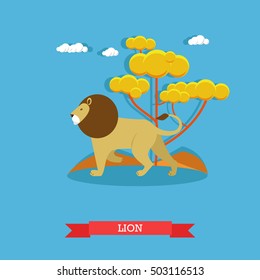 Lion. Animal concept vector poster. Design elements and icons.