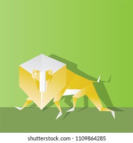 Lion. Animal Icon in Paper Origami Style. Vector Illustration.