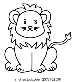 Lion Animal Isolated Coloring Page for Kids