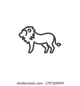 Lion, animal line icon. linear style sign for mobile concept and web design. Standing lion, side view outline vector icon. Symbol, logo illustration. Vector graphics