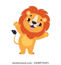 Lion Animal with Mane as Fairy Tale Character Vector Illustration